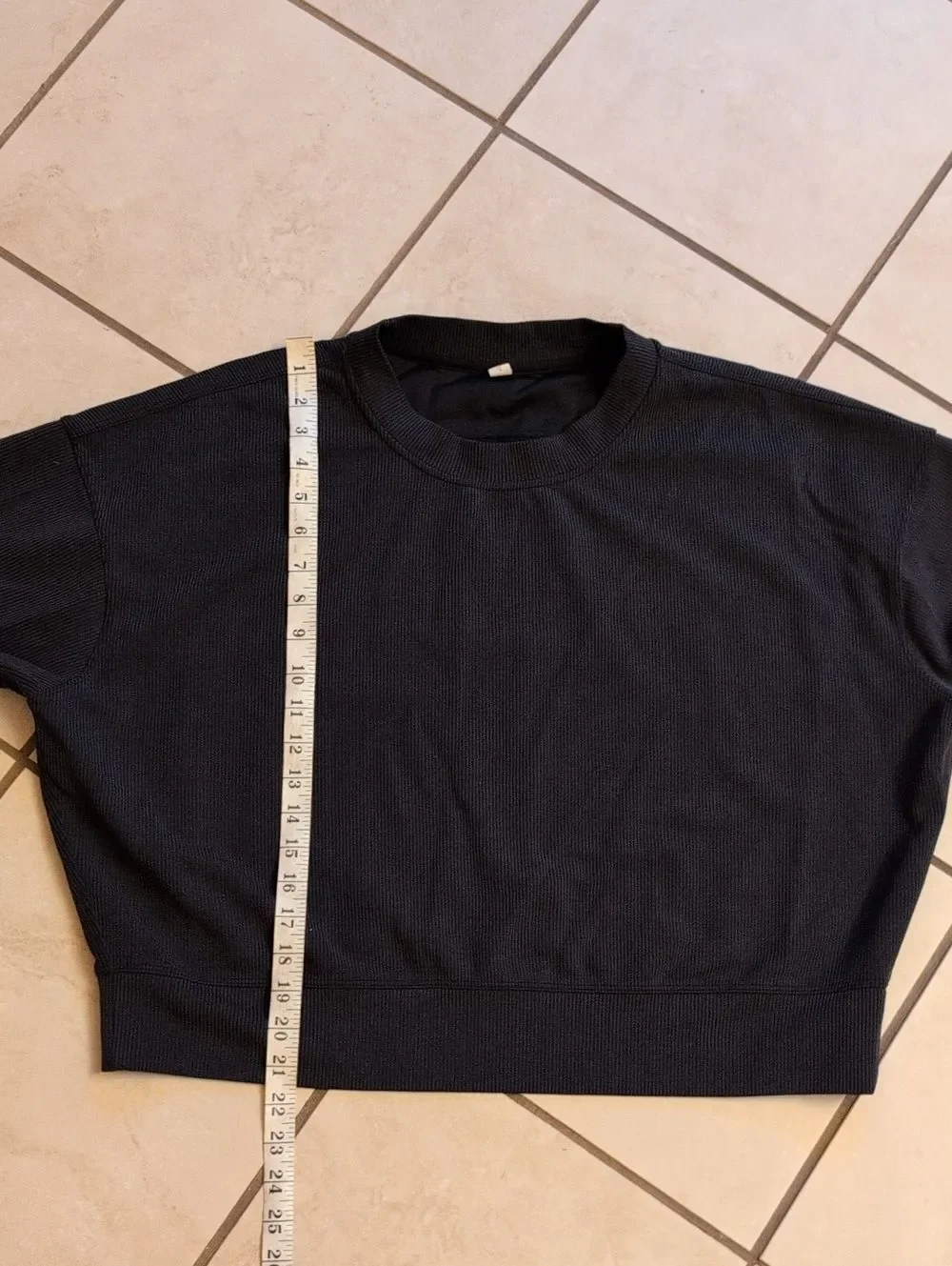 Lululemon Ribbed Softstreme Perfectly Oversized Cropped Crew Black Size 10
